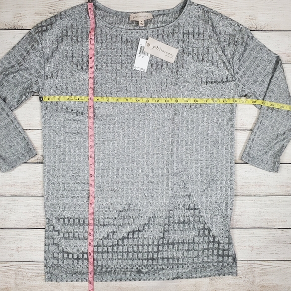 Philosophy NWT silver square patterned tunic top - Picture 3 of 6